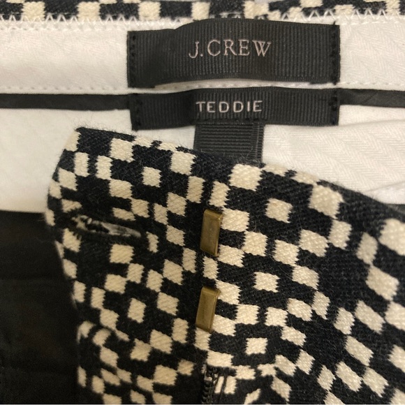 J. Crew Black & White Teddie Pants With Geometric Jacquard - Size 00 - Picture 11 of 13